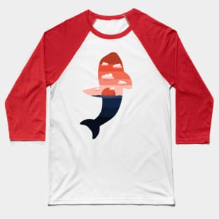 Cool Breaching Orca Silhouette Sunset Baseball T-Shirt